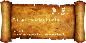 Matyasovszky Ervin névjegykártya